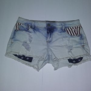 Hot Kiss Denim Short Shorts Patriotic Stars Stripes Detailing SZ 11 Junior